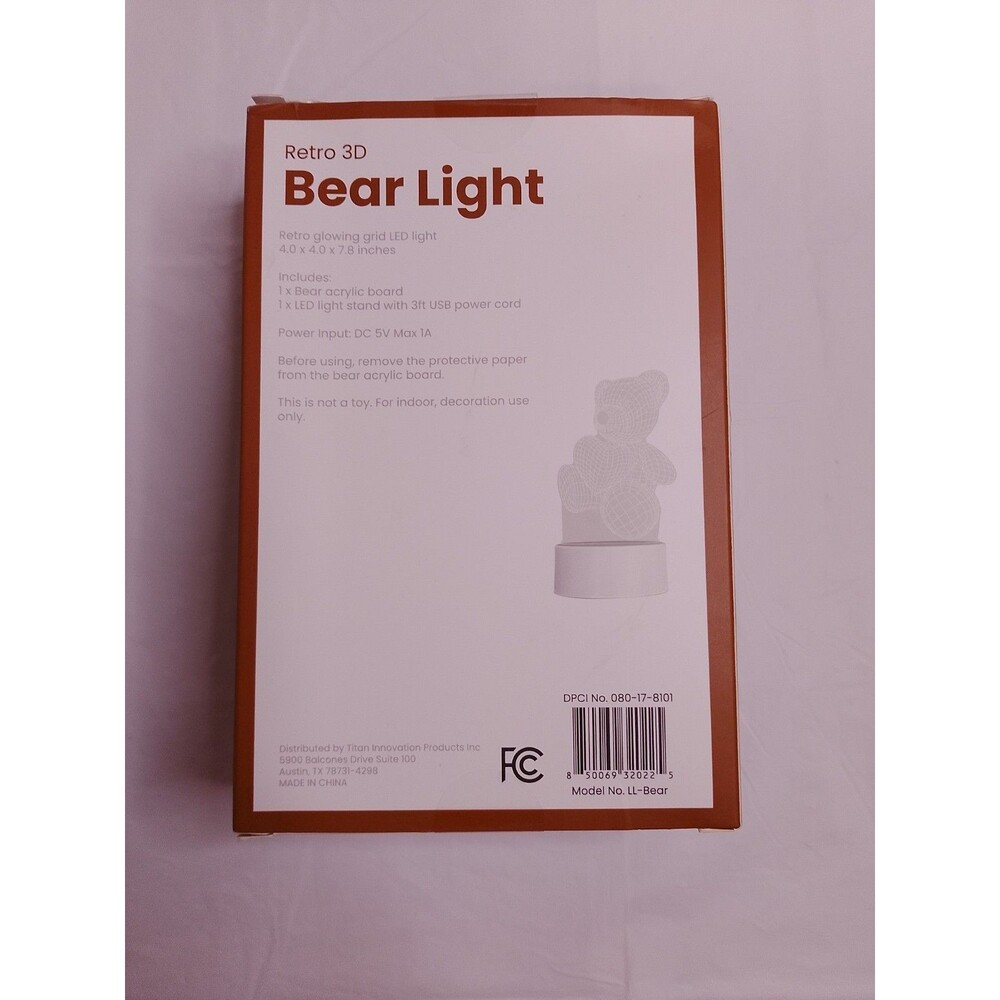 Retro 3D Bear Light LED Night Lamp USB Desktop Decor Cozy Glow Acrylic - Picture 2 of 5